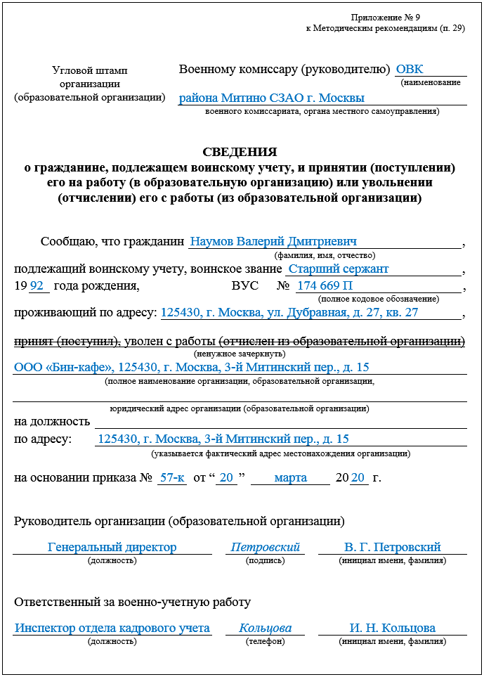 Лист изучения призывника: образец с примером заполнения для военкомата, что указывают в анкете